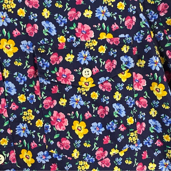 Polo Ralp Lauren Shirt Men Large Blue Multicolor Floral Button Down Front Pocket - Picture 4 of 8